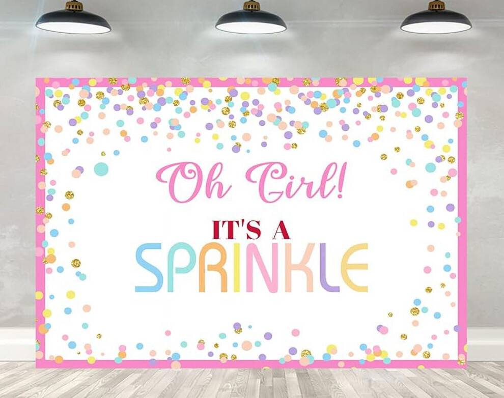 Pink Colorful Sprinkle Donut Backdrop