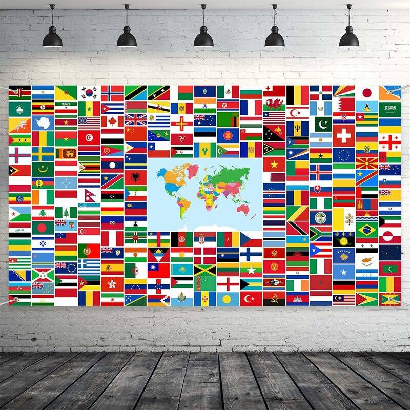 Polyester Fabric Washable Flags Backdrop