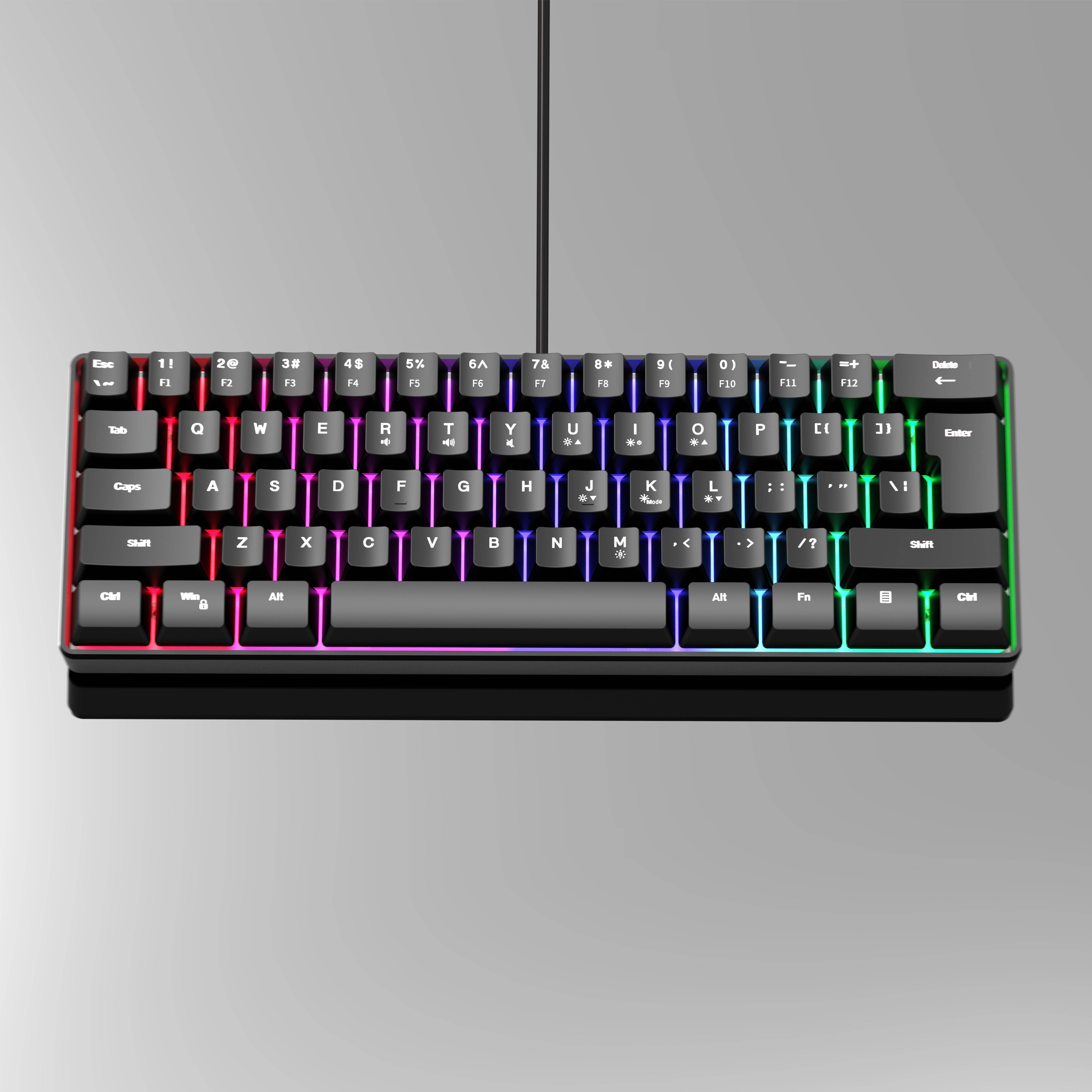Temu Rgb Backlit 61-Key Transparent Usb Keyboard