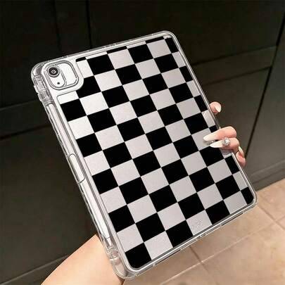 Shein Checkered Pattern Transparent TPU Soft Case