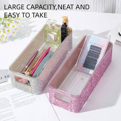 Makeup storage box Shein Rhinestone Eyelash Extension Storage Box