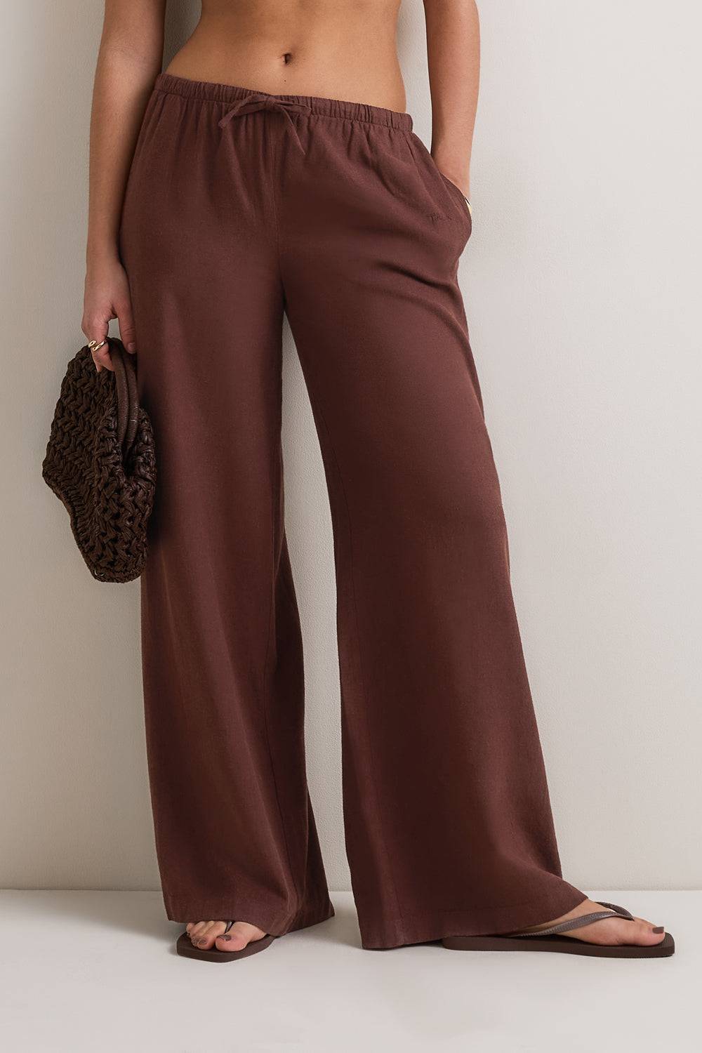 Tala Soft Linen Drawstring Trouser - Deep Rust