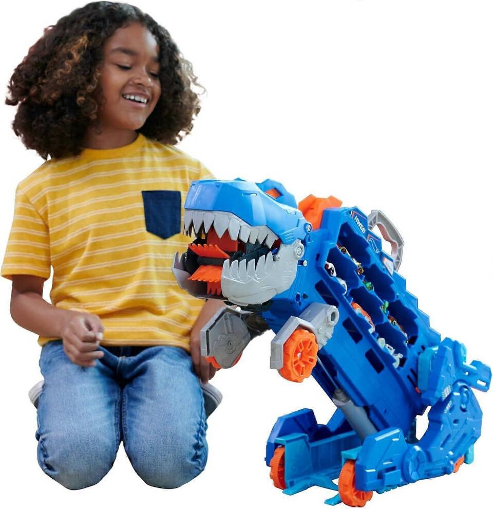 Hot wheels t rex T-Rex Transporter Track Set