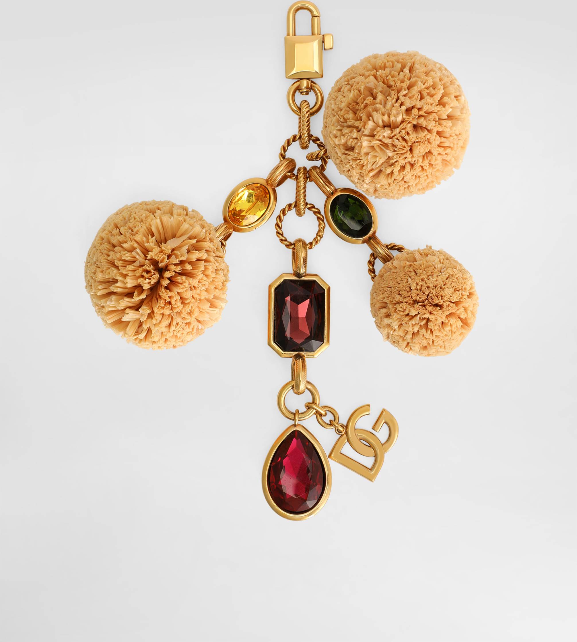 Dolce & Gabbana Metal And Raffia Keychain Multicolor