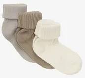 Minymo Strumpor 3-Pack Rib - Light Taupe