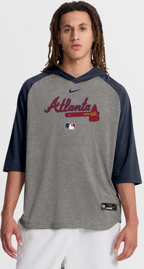 Nike Atlanta Braves Authentic Collection Flux Dri-FIT Raglan T-Shirt - Gray