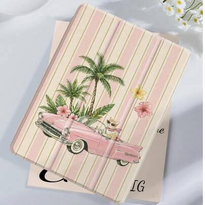 Shein Tablet Protective Case With The Cat Is Driving Pattern