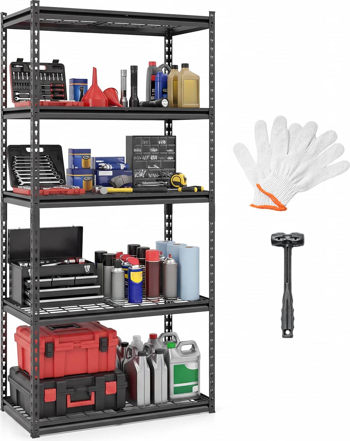 Wire storage racks Gymax 5-Tier Metal Unit with Adjustable Wire Racks Shelving System