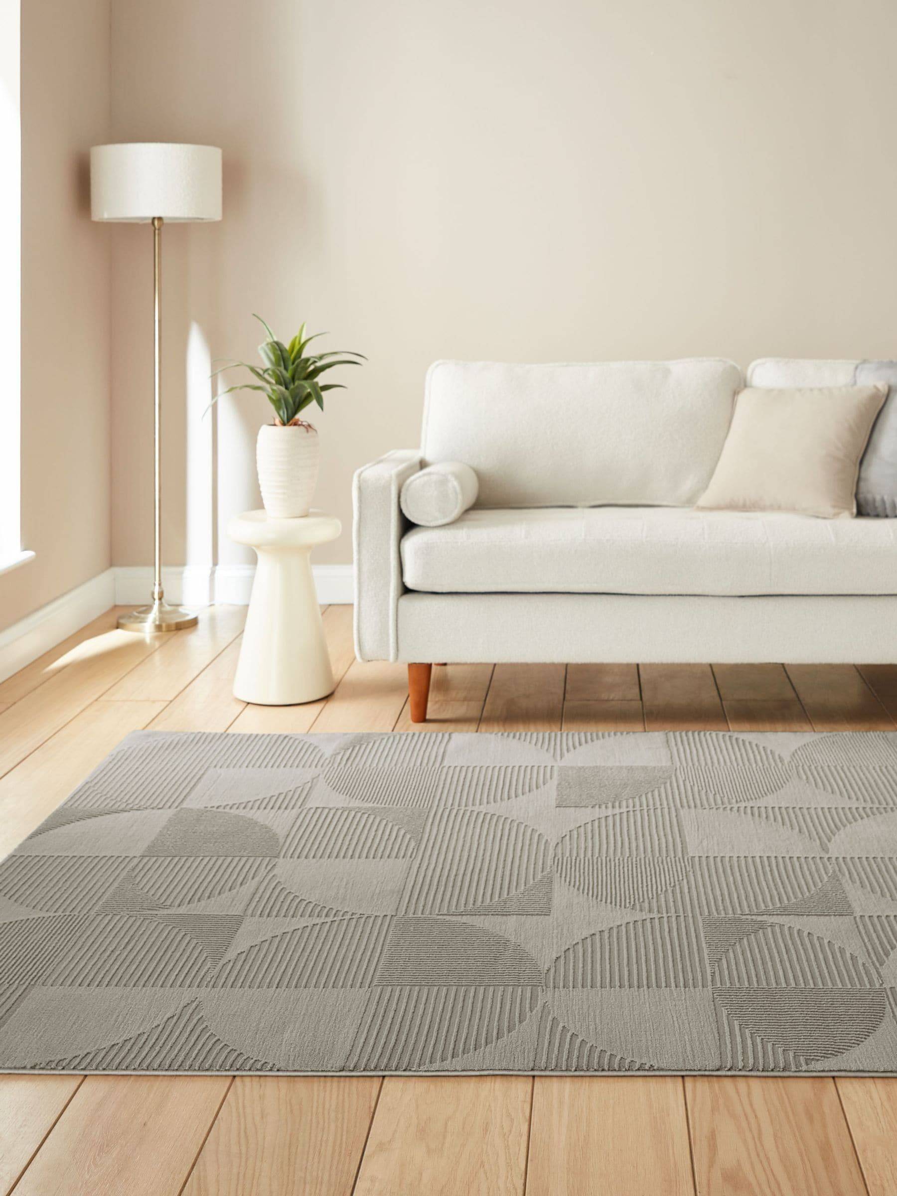 Catherine Lansfield Retro Circles Rug Silver