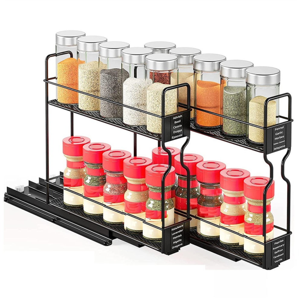 Exogio 2-Tier Pull Out Spice Rack Organizer