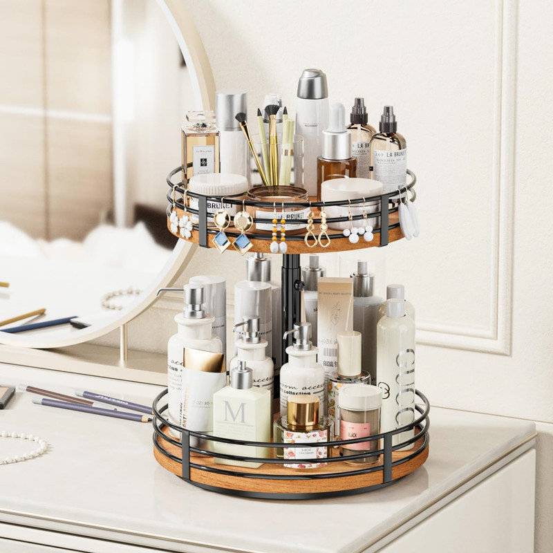 Williston Forge 2 Tier Wood Rotating Spice Rack