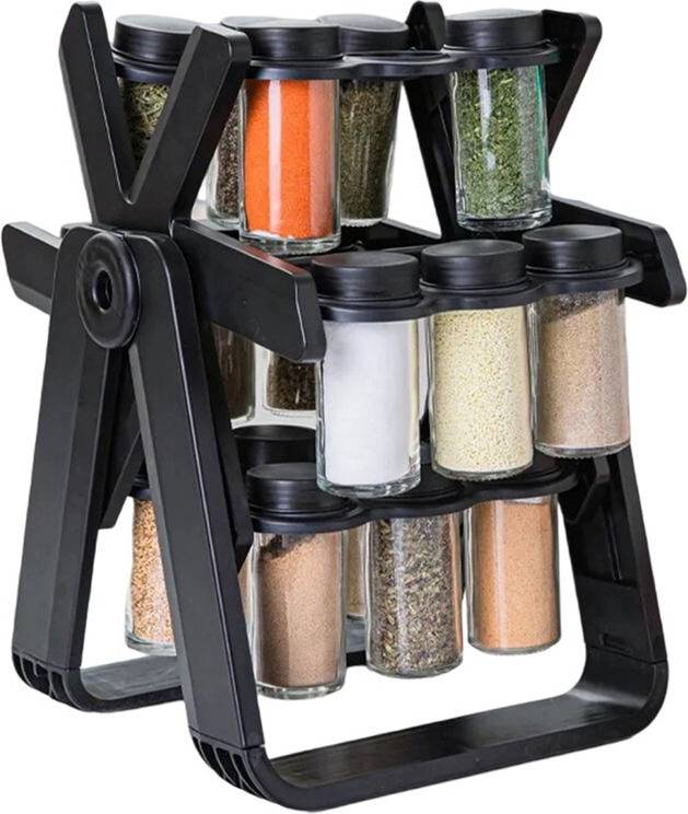 Tauoh Rotating Glass Spice Storage Rack Set