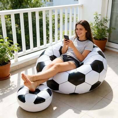 Shein Inflatable Football Sofa With Foot Stool Bean Bag