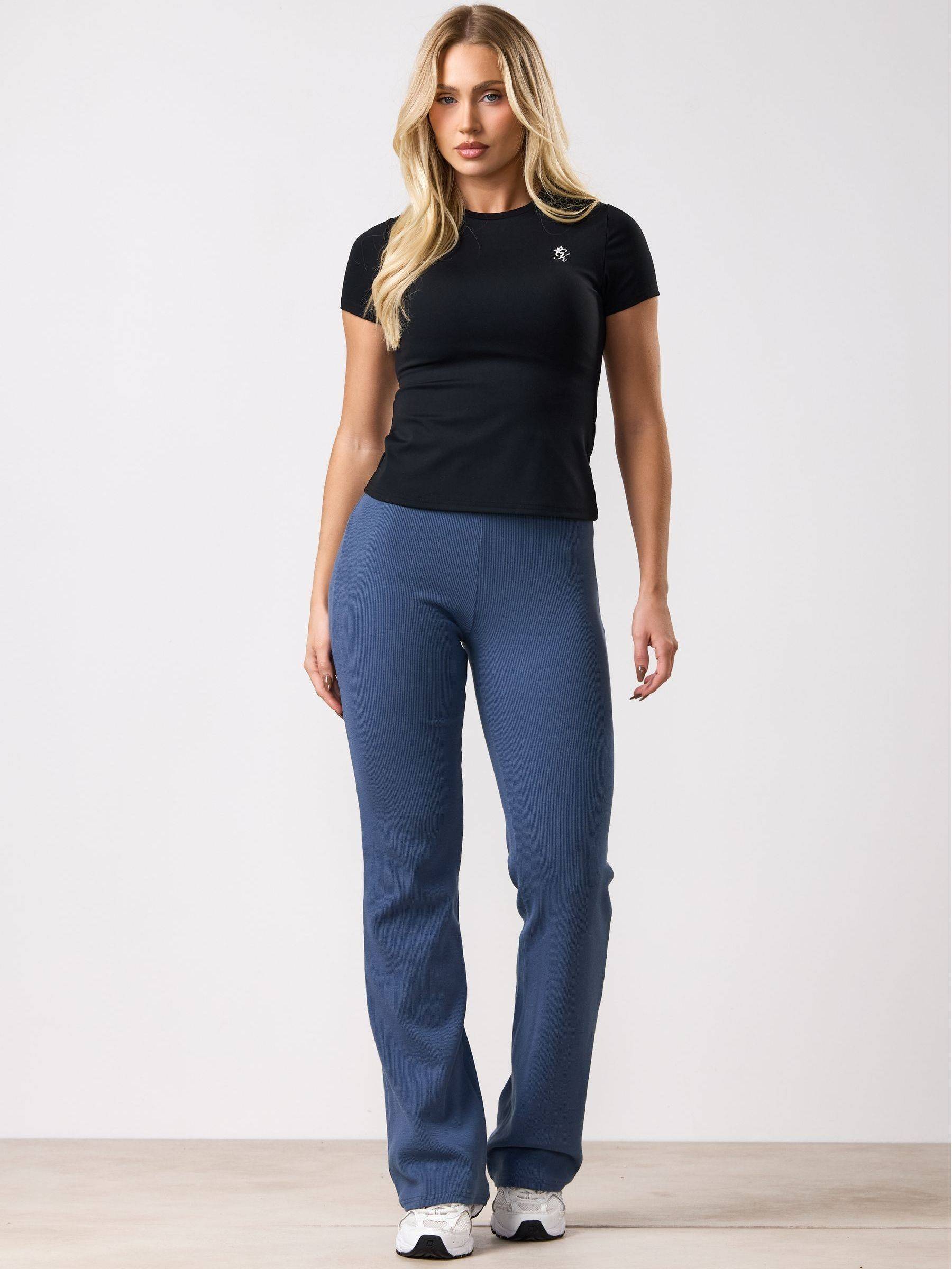 365 Rib Flared Legging - Blue