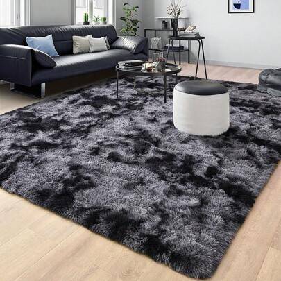 Shein Soft Fluffy Area Rug Plush Shag Rug Black