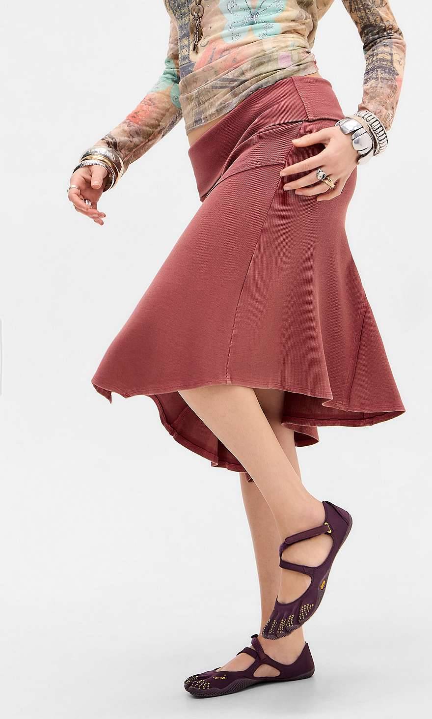 Foldover Rib Skirt - Red