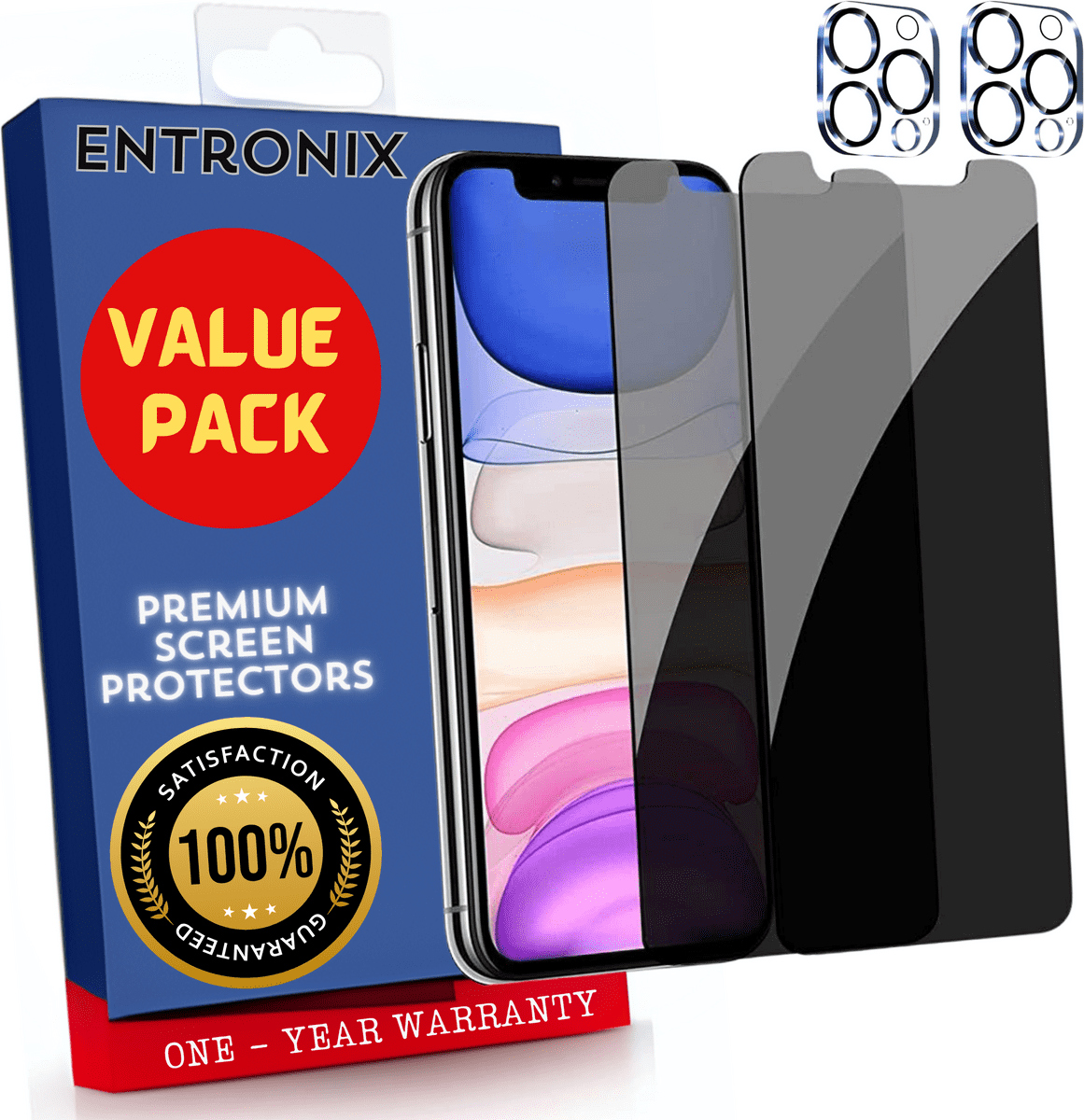 Iphone 11 pro max screen Entronix Anti-Spy Privacy Screen Protector Camera Lens Protector for iPhone 11 Pro Max