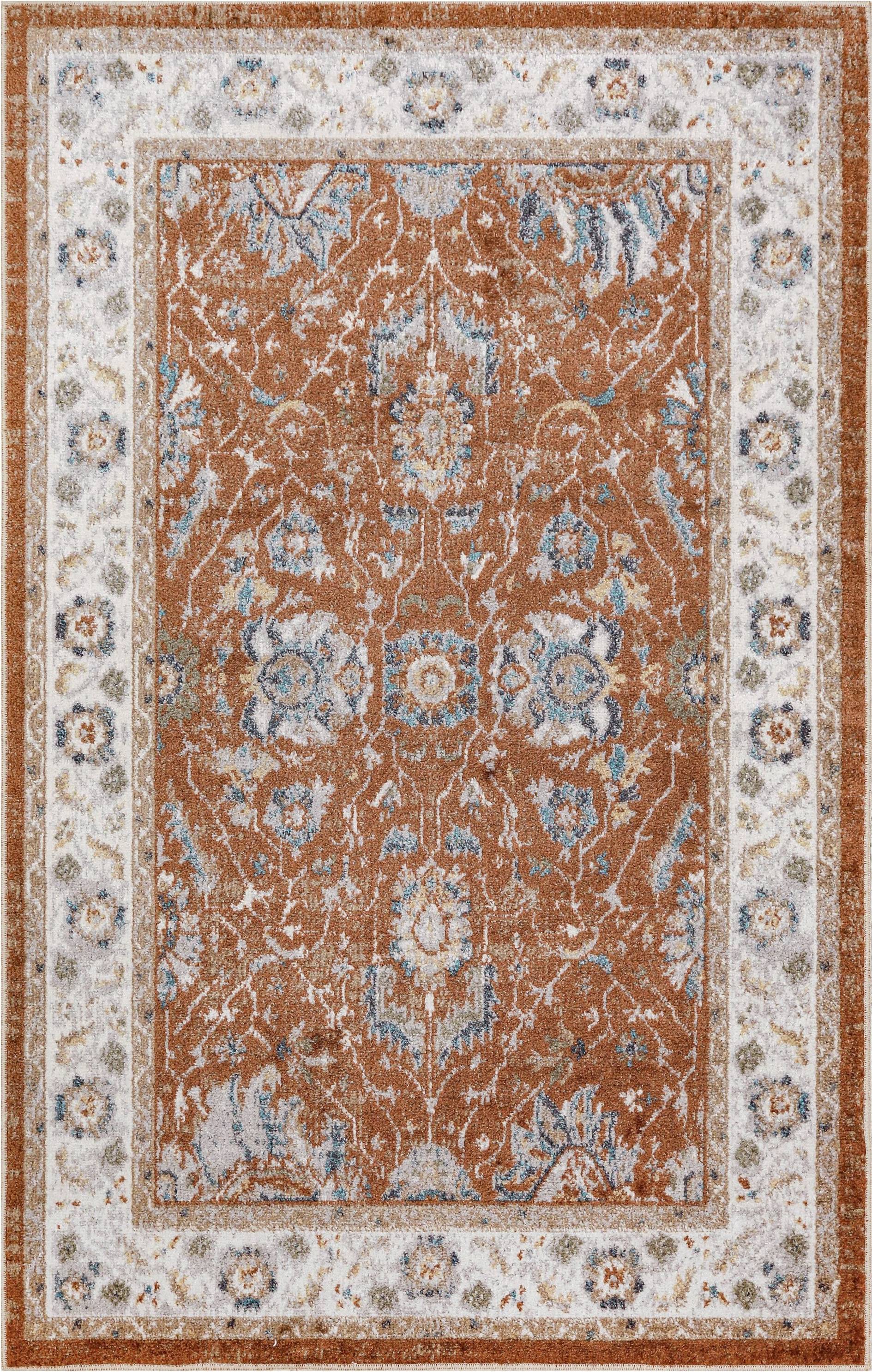 Nourison Astra Machine Washable 3 x 5 ft Rust Ivory Indoor Area Rug Multicolor