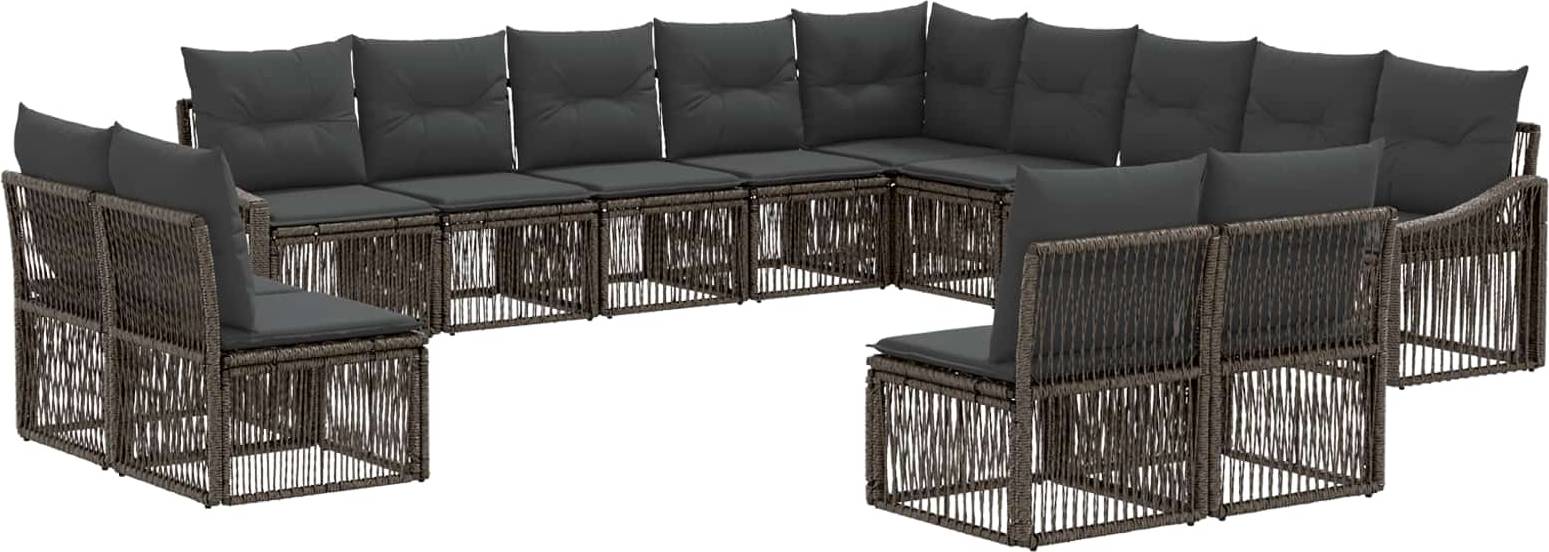 vidaXL Gartensofa Set 13 Pcs Grau Poly-Rattan Lounge-Set