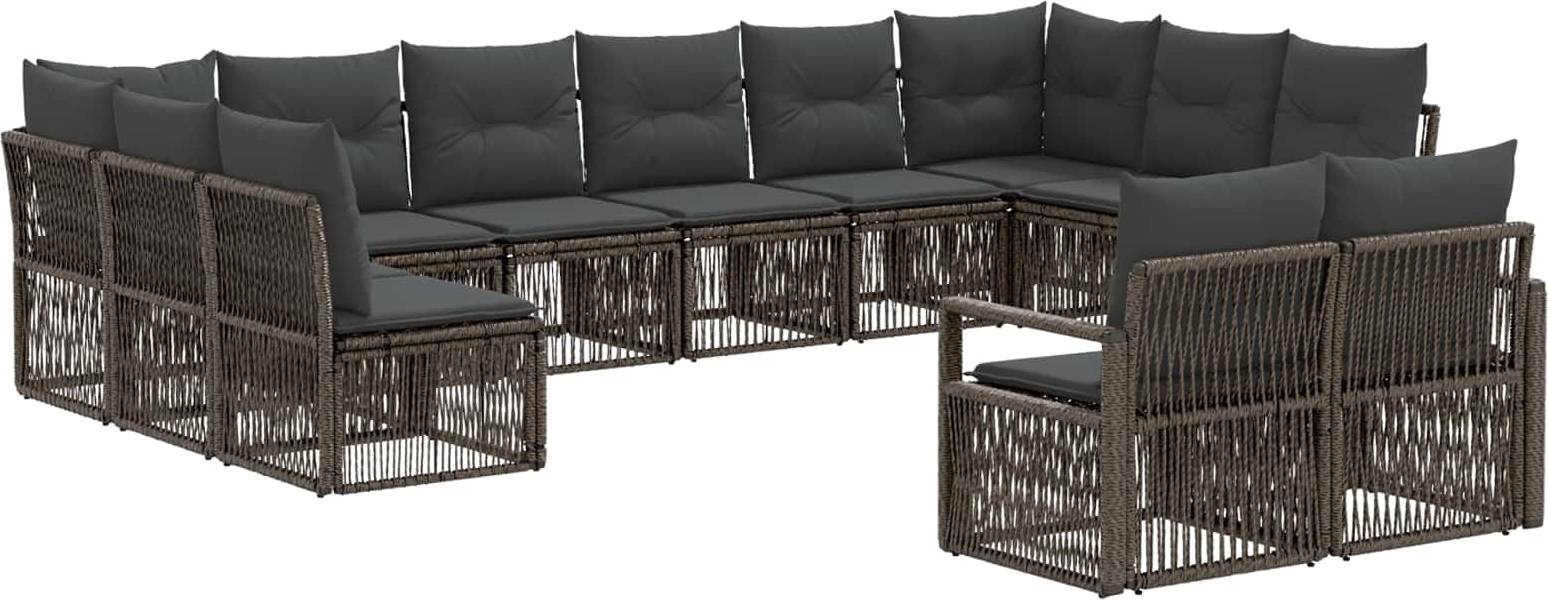 vidaXL Gartensofa Set 12 Pcs Grau Poly-Rattan Lounge-Set