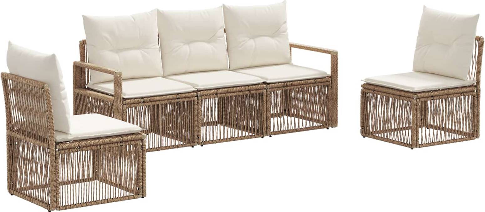 vidaXL Gartensofa Set 5 Pcs Beige Poly-Rattan Lounge-Set