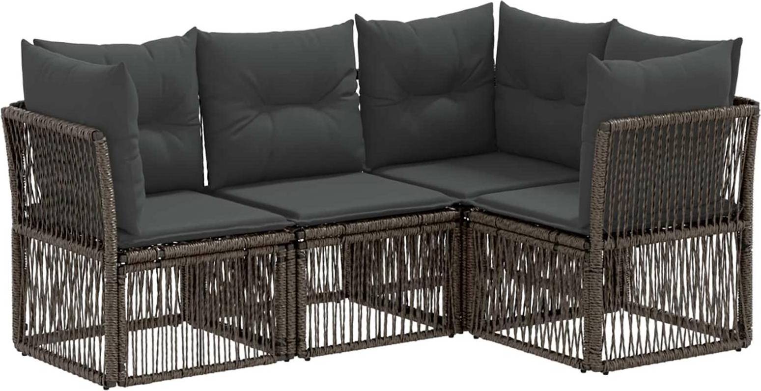 vidaXL Gartensofa Set 4 Pcs Grau Poly-Rattan Lounge-Set