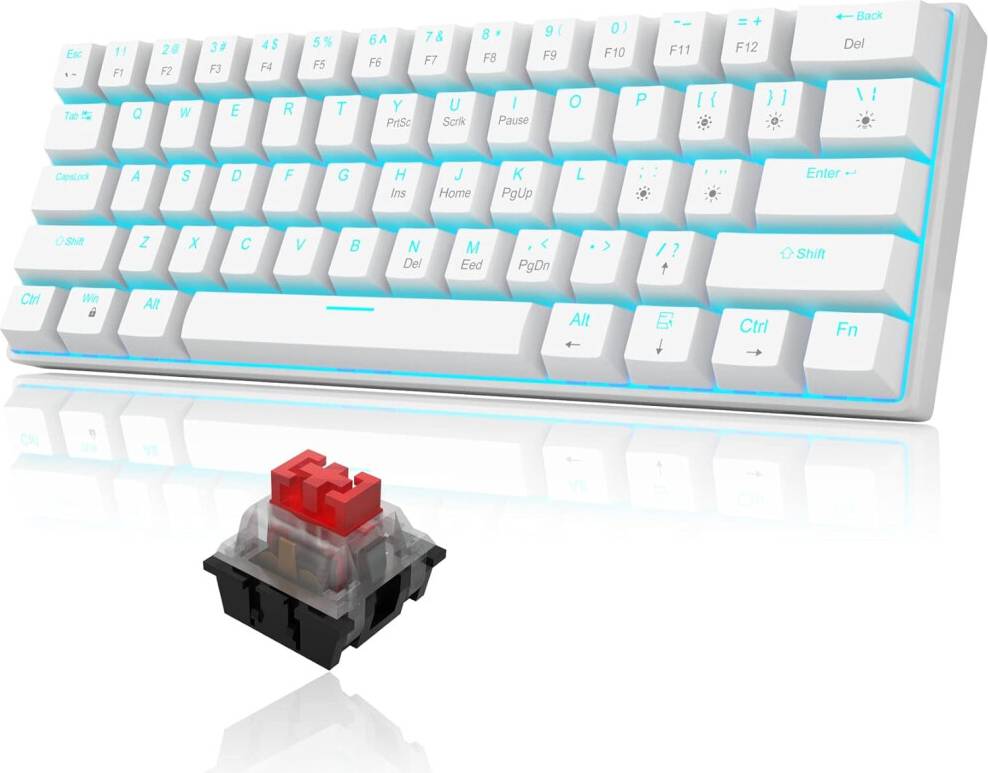60 keyboard red Mechanical Gaming Keyboard Ice Blue Ultra-Compact