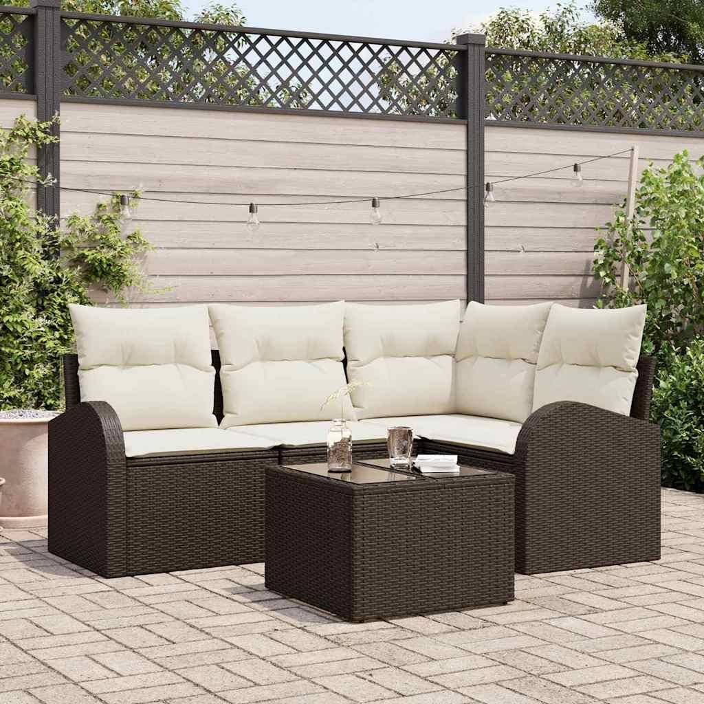 Rattan lounge set Gartensofa Set Braun Poly-Rattan Lounge-Set