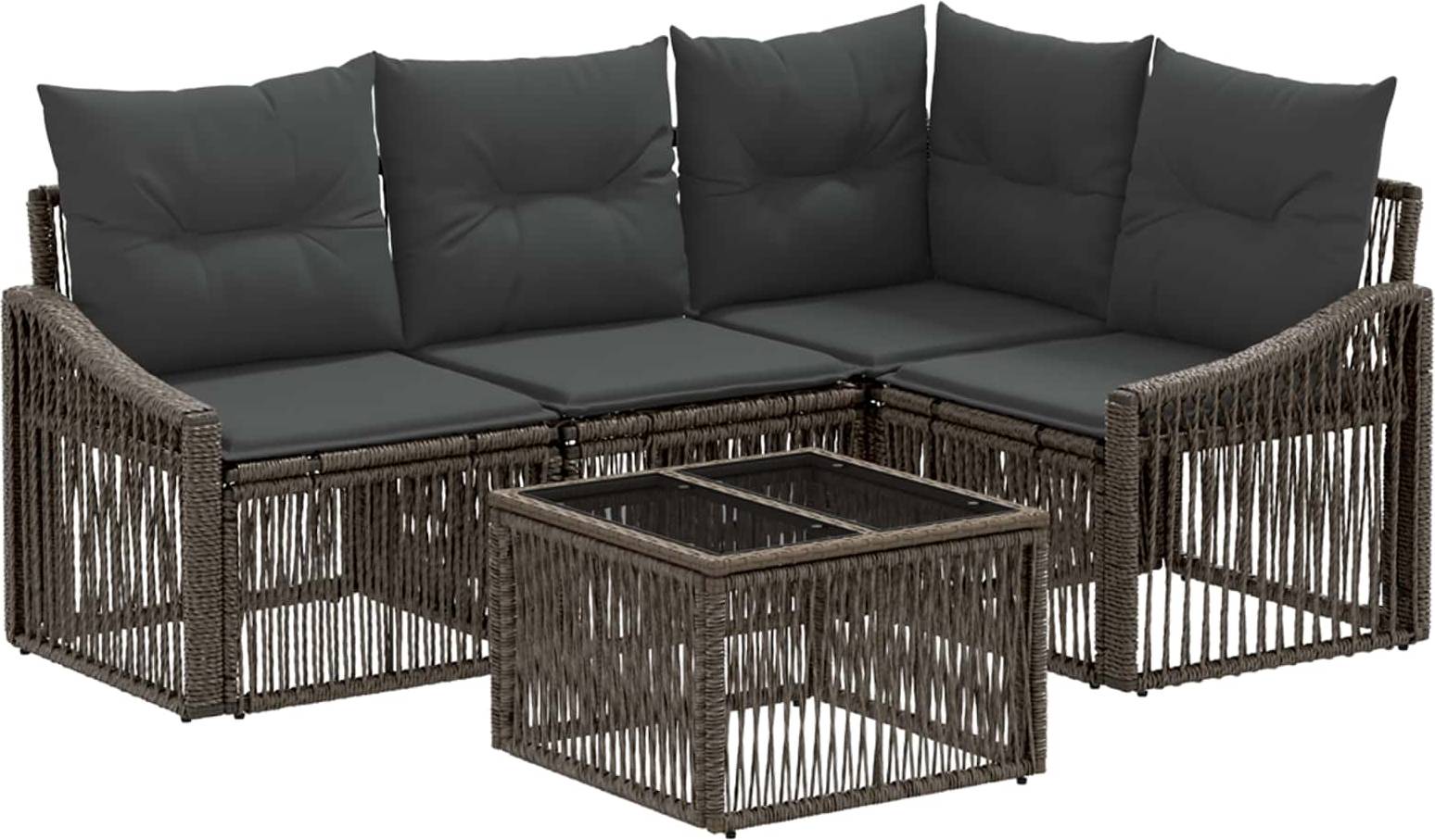 vidaXL Gartensofa Set 5 Pcs Grau Poly-Rattan Lounge-Set