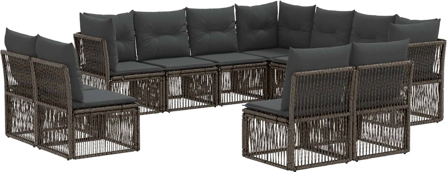 vidaXL Gartensofa Set 11 Pcs Grau Poly-Rattan