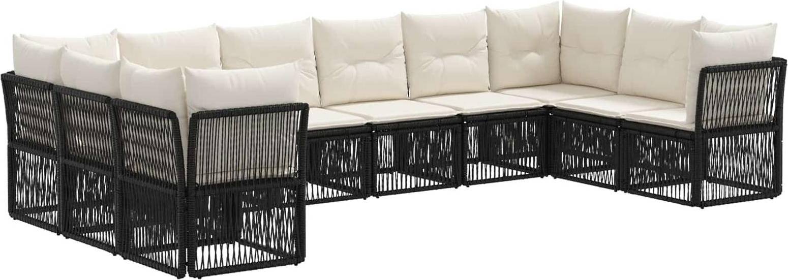 vidaXL Gartensofa Set 10 Pcs Schwarz Poly-Rattan Lounge-Set