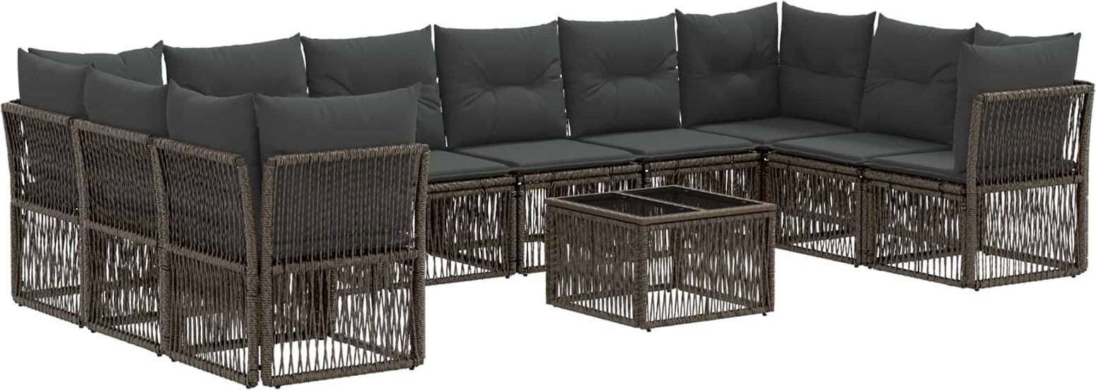 vidaXL Gartensofa Set 11 Pcs Grau Poly-Rattan Lounge-Set