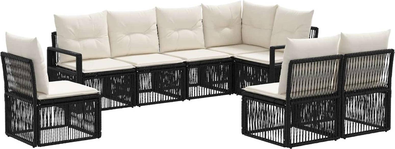 vidaXL Gartensofa Set 8 Pcs Schwarz Poly-Rattan Lounge-Set