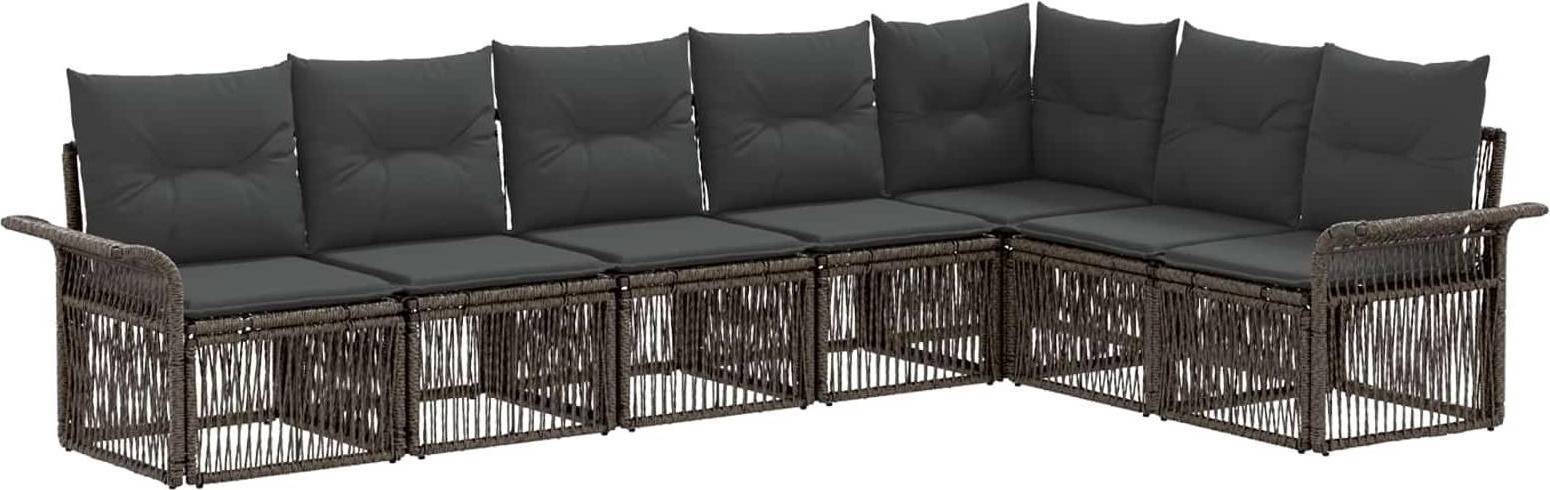 vidaXL Gartensofa Set 7 Pcs Grau Poly-Rattan Lounge-Set