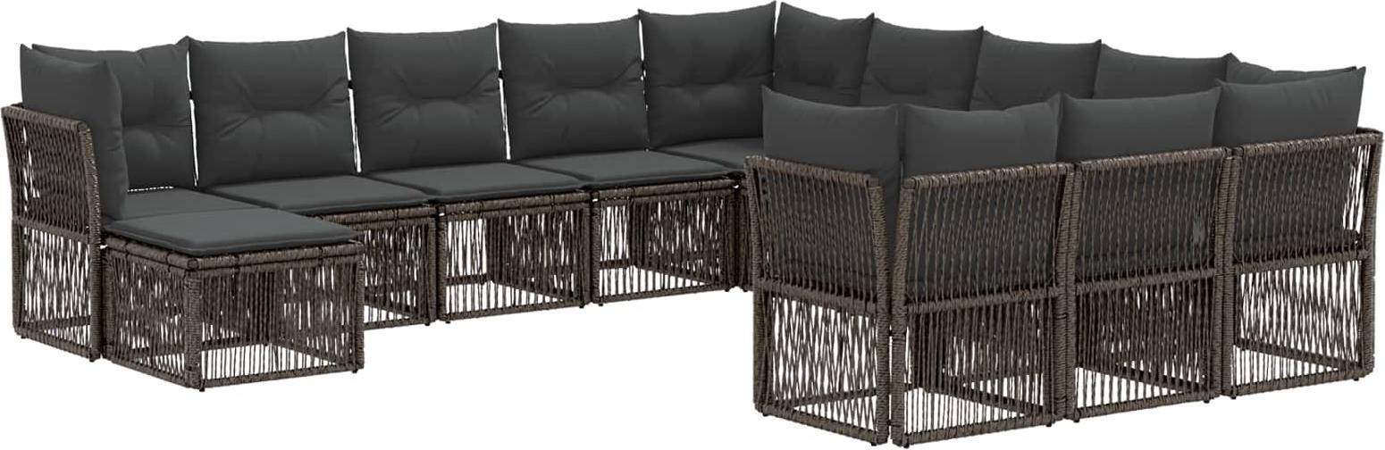 vidaXL Gartensofa Set 12 Pcs Grau Poly-Rattan Lounge-Set