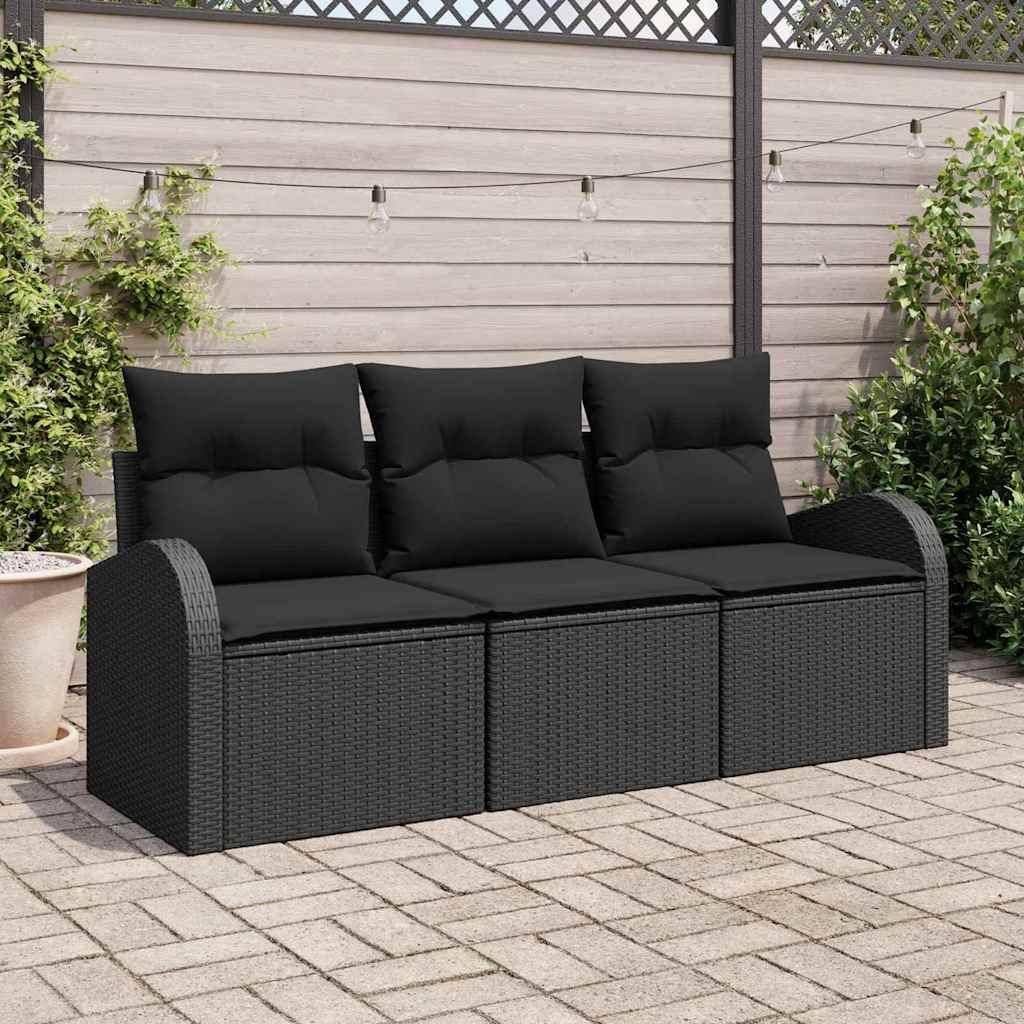 Rattan lounge set Gartensofa Set Schwarz Poly-Rattan Lounge-Set