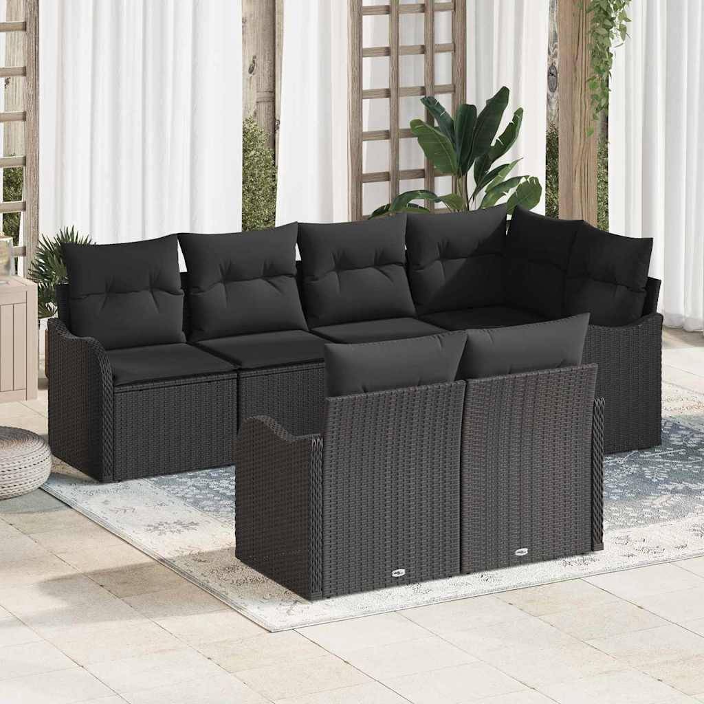 Rattan lounge set Gartensofa Set Schwarz Poly-Rattan Lounge-Set