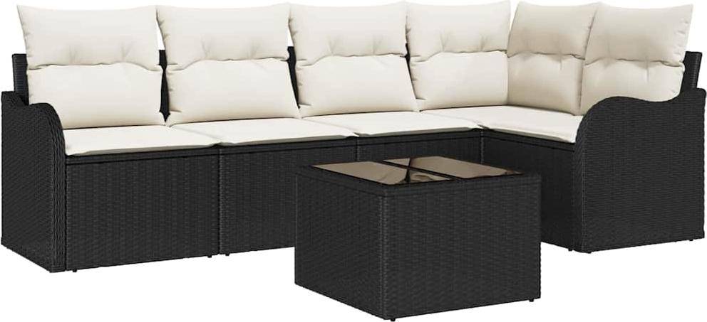 Gartenlounge Gartensofa Set Schwarz Poly-Rattan Lounge-Set
