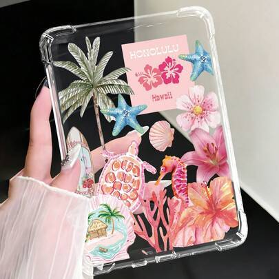 Shein Summer Flower Pattern Transparent Silicone Case