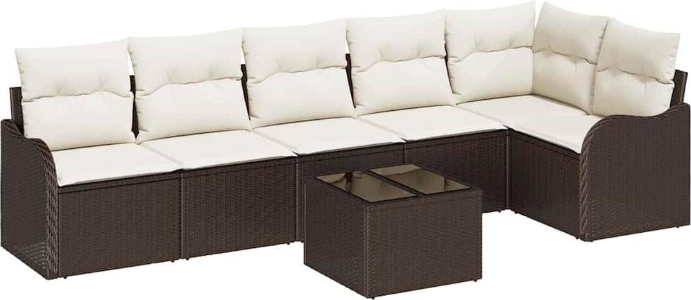 Rattan lounge set Gartensofa Set Braun Poly-Rattan Lounge-Set