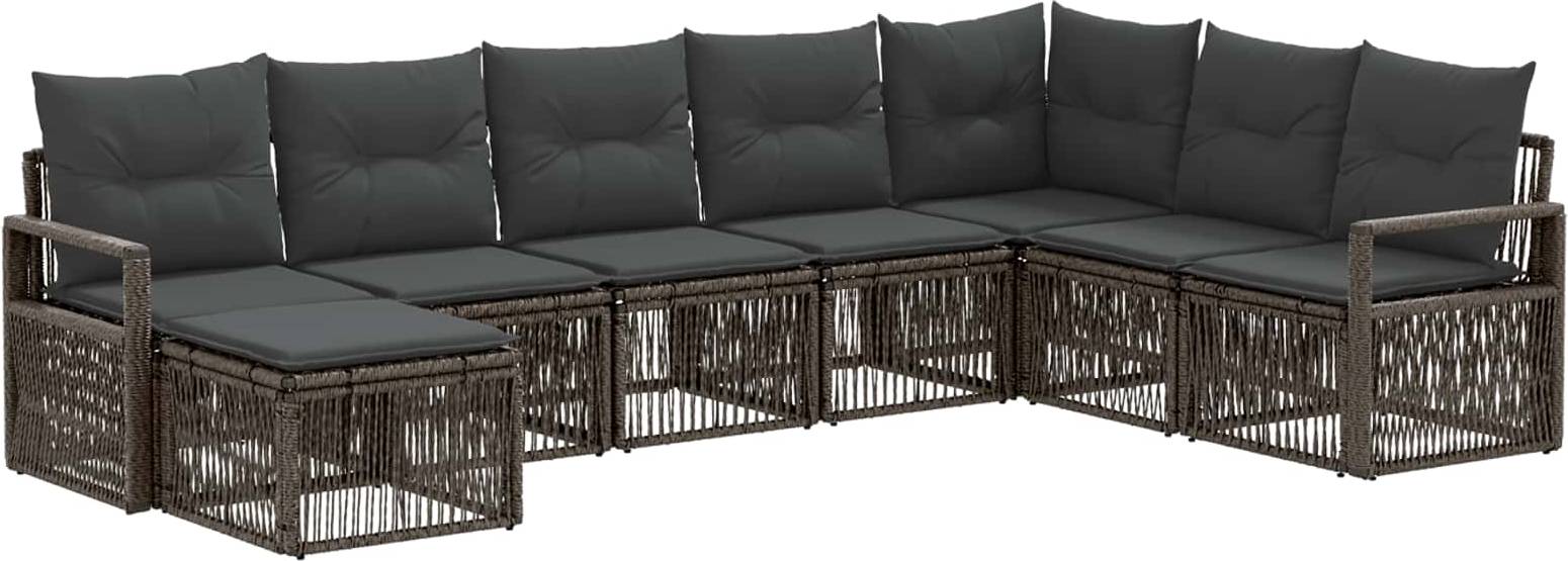 Rattan lounge set vidaXL Gartensofa Set 8 Pcs Grau Poly-Rattan Lounge-Set