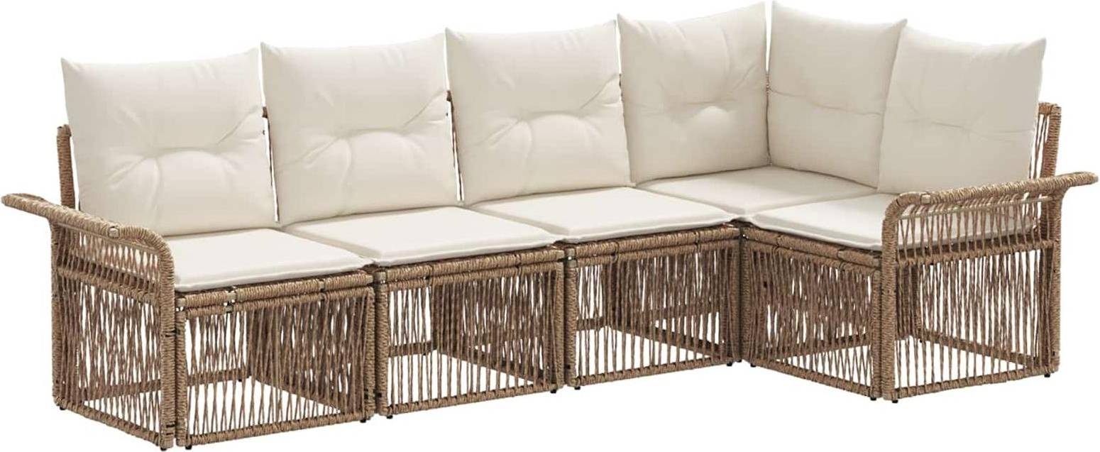 vidaXL Gartensofa Set 5 Pcs Beige Poly-Rattan Lounge-Set