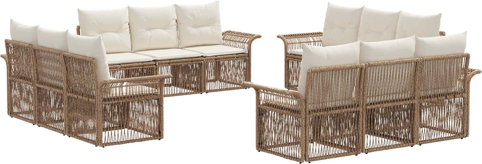 vidaXL Gartensofa Set 12 Pcs Beige Poly-Rattan Lounge-Set