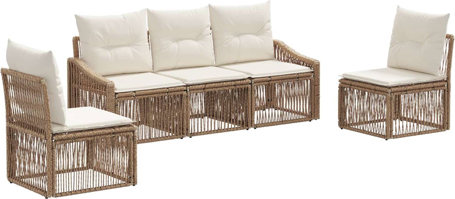 vidaXL Gartensofa Set 5 Pcs Beige Poly-Rattan Lounge-Set