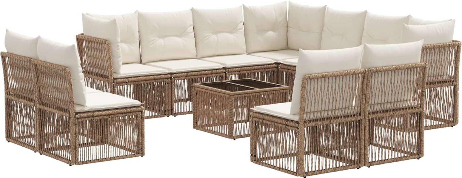 vidaXL Gartensofa Set 12 Pcs Beige Poly-Rattan Lounge-Set