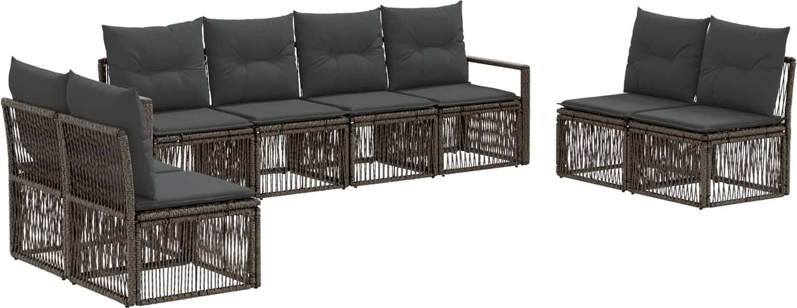 vidaXL Gartensofa Set 8 Pcs Grau Poly-Rattan Lounge-Set