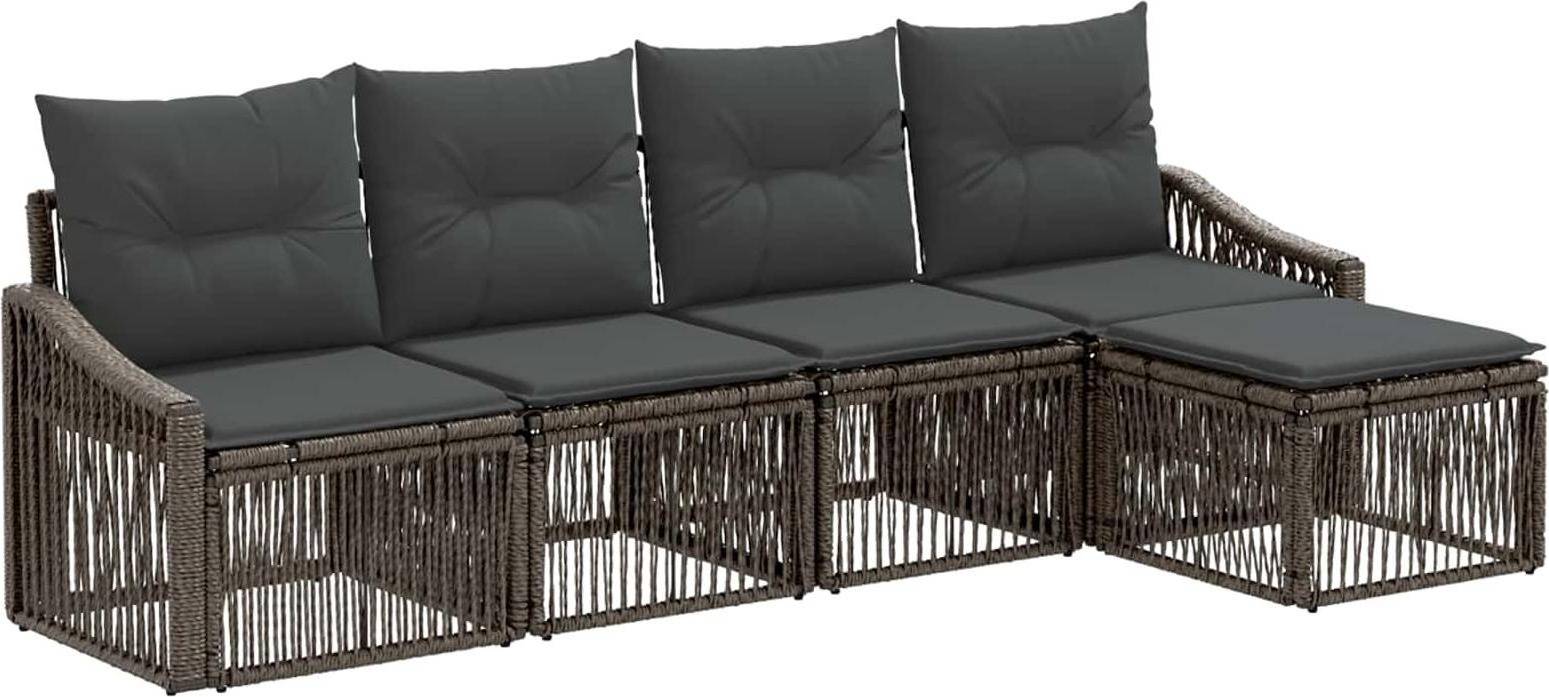 vidaXL Gartensofa Set 5 Pcs Grau Poly-Rattan Lounge-Set