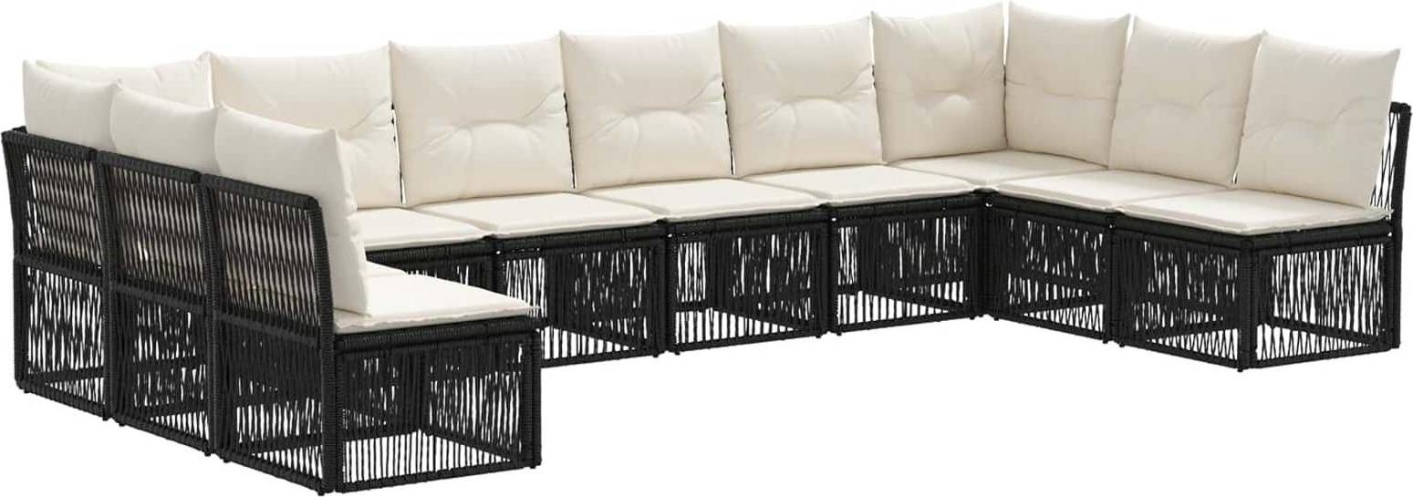vidaXL Gartensofa Set 10 Pcs Schwarz Poly-Rattan Lounge-Set