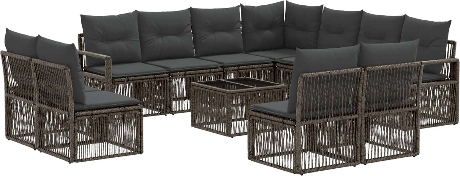 vidaXL Gartensofa Set 12 Pcs Grau Poly-Rattan Lounge-Set