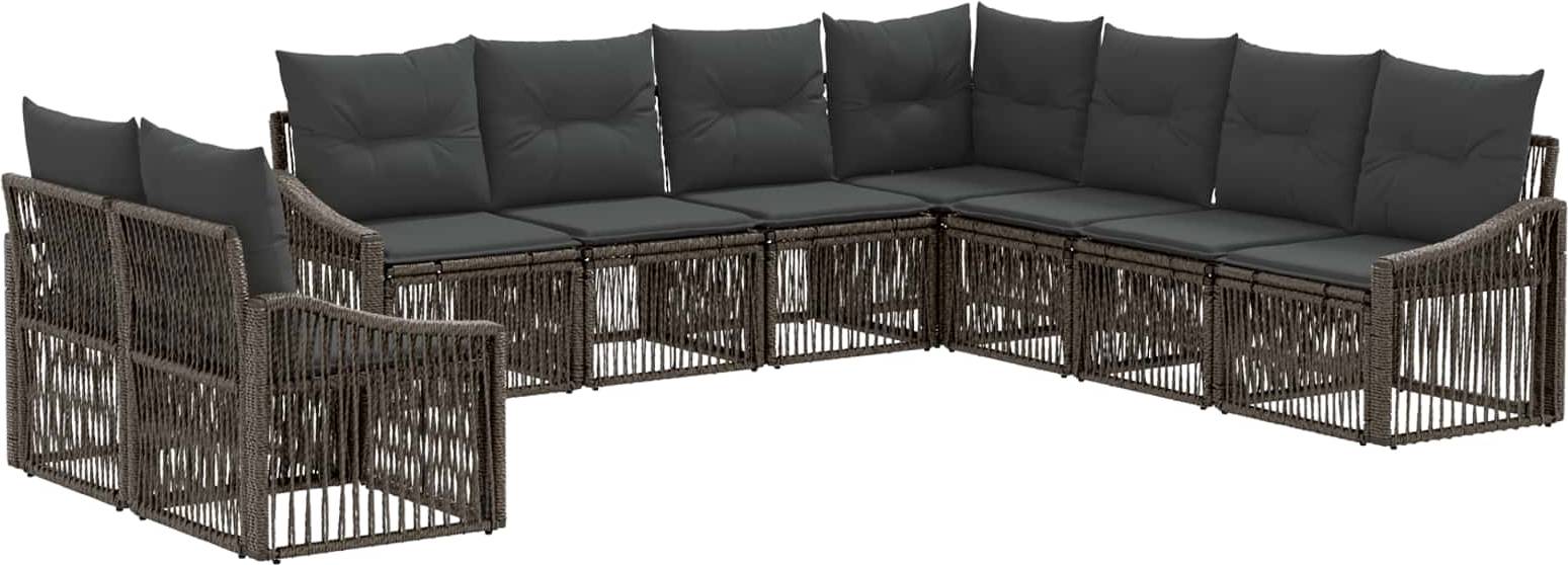 vidaXL Gartensofa Set 9 Pcs Grau Poly-Rattan Lounge-Set